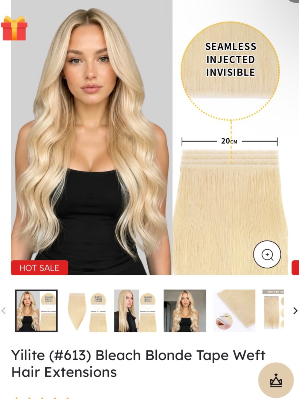 Bleach Blonde Taos In at Home Install Extensions 26” length